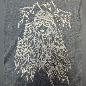 Vela Women's Blue Graphic Top Blue Large Sleeveless